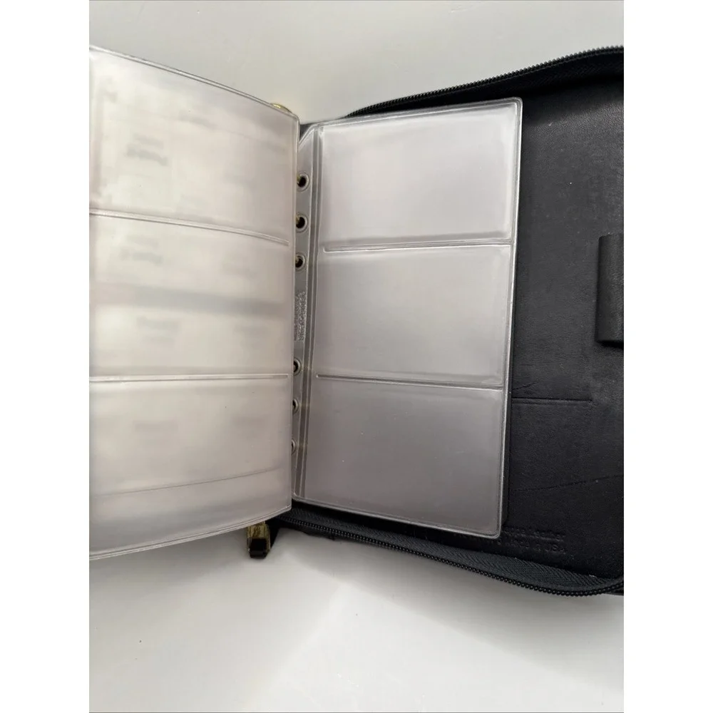 Vintage Franklin Quest Black Full-Grain Nappa Leather 6 Ring Planner Full‎ Zip